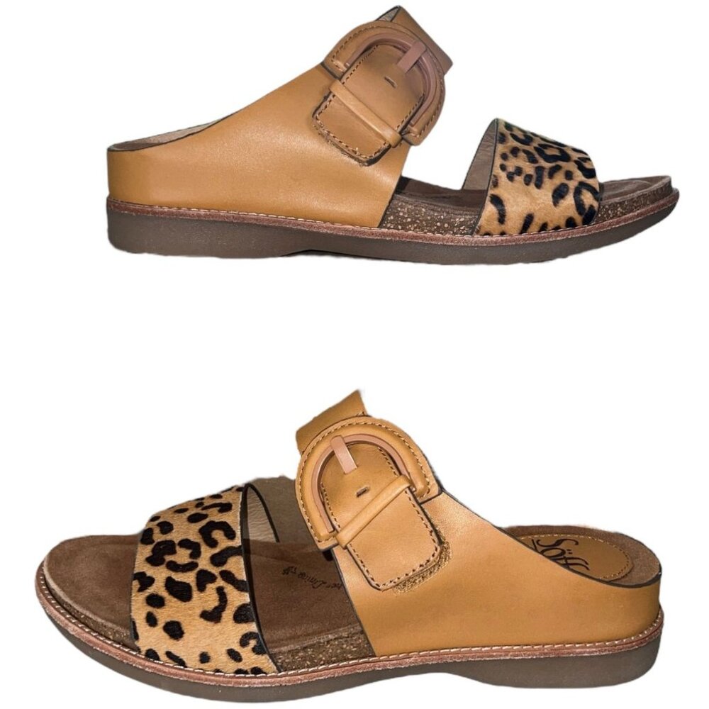 Sofft Braye Two Strap Comfort Sandals Slides Luggage/Tan-8 M - Picture 3 of 7
